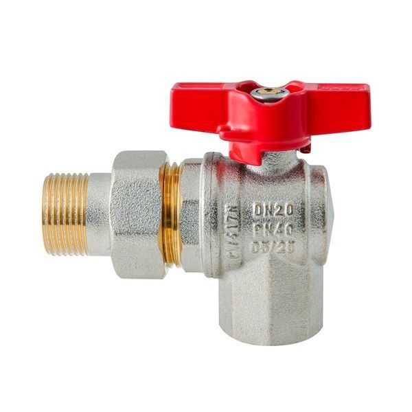 Кран з американкою кутовий Koer Extreme KE.228-20 - 3/4" ручка "метелик" червона (KR5764) KR5764 фото